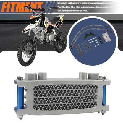 Motorcycle Oil Cooler,Engine Cooling Radiator Compatible with 50cc 70cc 90cc 110cc 125cc 140cc ATV Go Kart Off Road-Blue - color: Blue