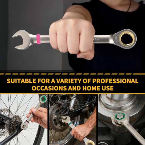 GRENPRO 22 Pack Ratcheting Wrench Set, Combination Wrench Set Metric And Standard & SAE With Color Ring, 1/4" to 3/4" & 6-18mm, 22 Pack Open End Ratchet Wrenches With Roll Up Pouch