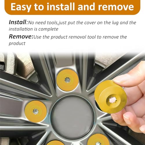 20PCS Car Wheel Lug Nut Covers, 17mm Wheel Bolt Cover Caps with Removal Tool, Black Lug Nut Covers Replacement 1K0 601 173 Compatible with VW Jetta Beetle Passat GTI CC (Yellow) - color: Yellow
