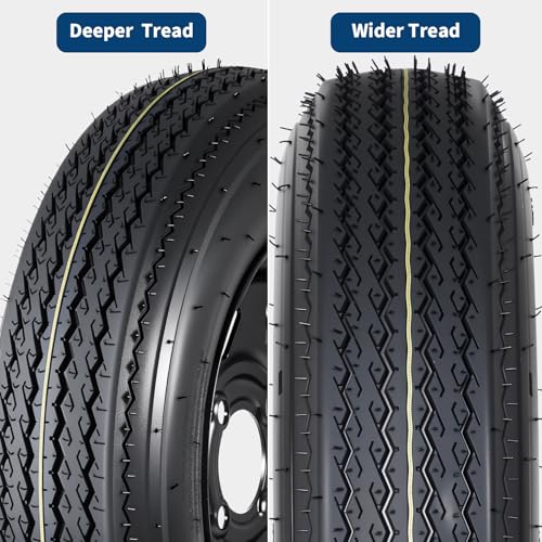 2-Pack 5.30-12 Trailer Tires with Rim, 6-Ply, 1050 LBS Load, 4 Lug on 4 in Bolt Pattern, 12x4 in Steel Wheel, Heavy-Duty All-Weather Tires for Utility, Boat Trailers - size: 5.30-12