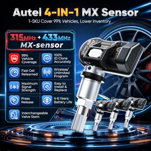 Autel TPMS Sensor Set of 4, MX-Sensor 2in 1 315MHz+433MHz Press-in Sensors