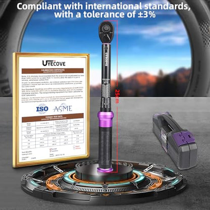 1/4" Inch Drive Click Torque Wrench 20-240 FT-LB/2.3-27.1N.M, ±3% Accuracy, Dual-Direction Click Professional Torque Wrench, Dual Range Scales Graduated in FT.LB and N.M, Purple - size: 1/4" 20-240 FT.LB(Purple)