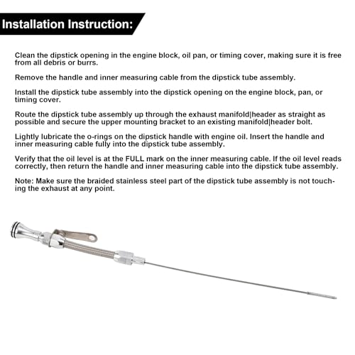 Stainless Steel Flexible Engine Oil Dipstick Compatible with Pre-79 Early (1955-1979) SBC Chevy 265 283 327 350