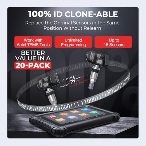 Autel MaxiTPMS MX Sensors 20 PCS: 2026 20 Pack Metal Stem 315/433MHz TPMS Sensors, Universal Tire Sensor Programmed by TPMS Tool TS408S TS508WF Kit MS906 Pro-TS MK808TS MS906TS MP900TS MK900TS
