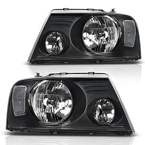 DWVO Headlight Assembly Compatible with Ford F150 Pickup 2004-2008 / Lincoln Mark LT 06-08 Clear Reflector Passenger and Driver side Black Housing Clear Lens Clear Reflector - color: A Black Housing Clear Reflector Clear Lens, size: OE Replacement