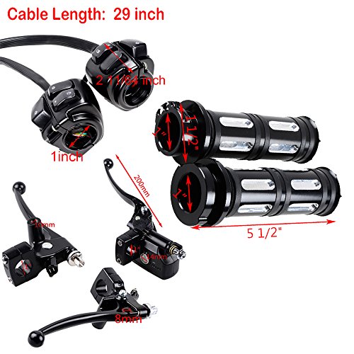 1" Handlebar Switch Control & Brake Master Cylinder for Harley - color: Black, size: Handlebar Switch + Brake Levers + Grips (1)