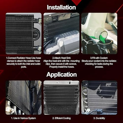 Upgraded 8-Pass Oil Cooler Aluminum Transmission Cooler Kit | Enhanced Cooling for 5/16" Lines | Optimal Engine & Transmission Protection (Silver)