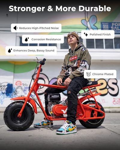 Mini Bike Center Exit Exhaust Pipe Kit for FRP GMB100 Series, Runtong OHV 99cc 220cc Engine – Heavy Duty 1.8mm Steel Exhaust System with Muffler & Heat Wrap - size: Center Exit
