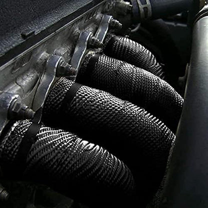 Deecam Exhaust Heat Wrap, 2 Roll 2'' x 50' Exhaust Header Wrap, Black Fireglass Heat Tape for Motorcycle Manifold Pipe Heat Shield with 24 Stainless Steel Ties - size: 30M