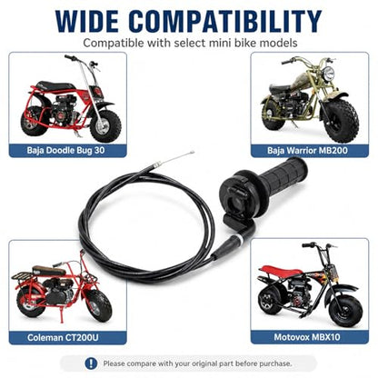 7/8" Handle Twist Throttle Cable Kit Compatible with Coleman 200cc CT200U MB200 CT200U-EX BT200X Predator 196cc 212cc 6.5hp Mini Bike, Throttle Grip with Motorcycle Cruise Control