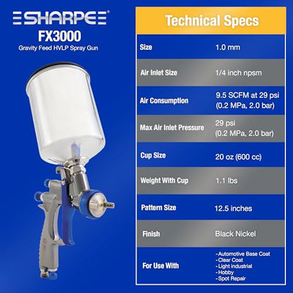 Graco-Sharpe 288878 HVLP FX3000 Paint Spray Gun, 1.0 mm - style: 1.0 mm
