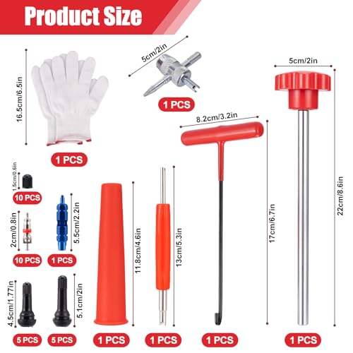37Pcs Tire Valve Stem Tool,with TR413/414,4-Way Valve Core Removal Tool