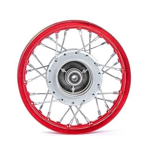 CRF50 Rim, XR50 Wheels Drum Brake Shoes for XR CRF Pit Dirt Bikes Black 1.40x10 Alloy Aluminum Rims (Red)