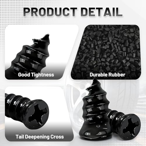 60 PCS Tire Repair Rubber Nail Kit, Self-Tapping Spiral Screws