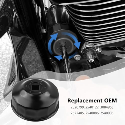 65mm Oil Filter Wrench Tool Replacement OEM 2540006/3084963,Heavy Duty Oil Filter Removal Tool Compatible with Polaris 2011-2017 RZR 4,14 Flutes Oils Filters Tools with 3/8" Drive Port