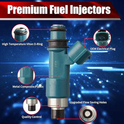 Set of 4 Fuel Injectors 15710-65J00 FJ1053 Replacement - size: FJ1053