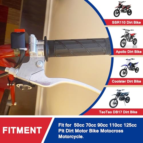 7/8" Dirt Bike Left Clutch Handle Lever and 38.9'' Clutch Cable for SSR110 SSR125 SSR140 Coolster M125 Apollo RFZ125 Tao Tao DB17 Baja Kayo Roketa Kinda Chinese Pit Dirt Bike Motorcycle Silver - color: Silver