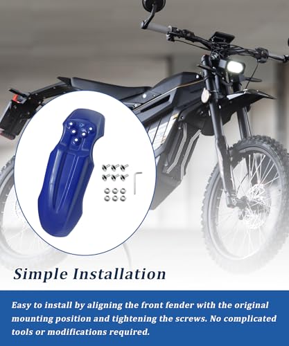 E-Bike Front Fender with Screw Kit Waterproof (Blue) - color: Blue