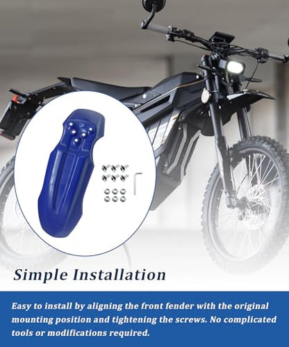 E-Bike Front Fender with Screw Kit Waterproof (Blue) - color: Blue