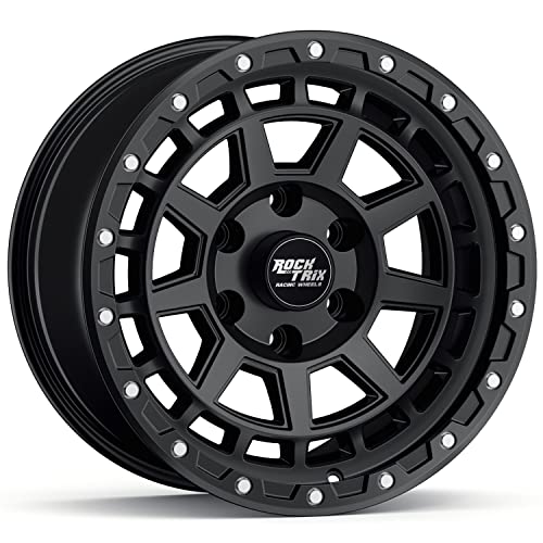 RockTrix RT114 17 inch Wheel 6x139.7 6x5.5 Bolt Pattern, 17x9-12mm Offset, 4.5 Inch Backspace, fits Chevy Colorado Silverado 1500 and fits GMC Canyon Sierra 1500, Matte Black 6 Lug Rim - color: Matte Black, size: 17x9 -12mm offset