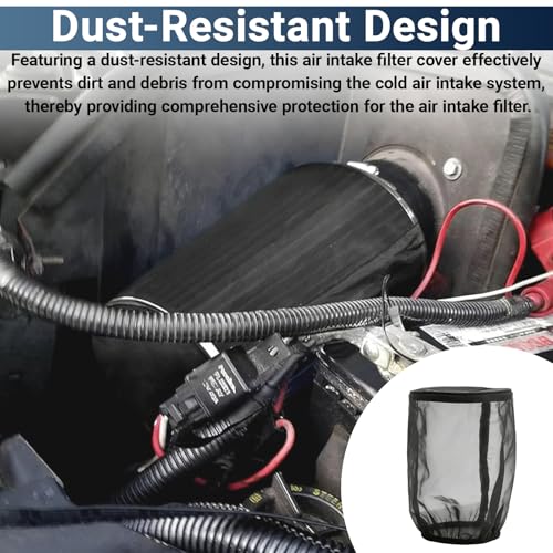 Cold Air Intake Filter Cover, Thickened Dust-proof Water-proof Motorcycle Universal Air Intake Cover Filter Sock for High Flow Cone Air Filter Compatible with Harley Davidson Touring (Large)