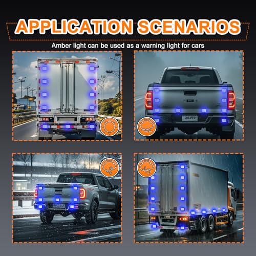2PCS Magnetic Blue Beacon Strobe Lights for Truck Vehicle Trailer - color: Blue