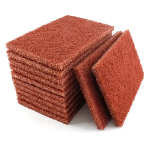 12pcs Red Scouring Pads, Heavy Duty Scour Pads Multipurpose Scour Pad Reusable Scrubbing Pads with Anti Grease Technology for Kitchen Scrubber Sink Dish Cleaning Metal Grills - size: Medium, 12pcs