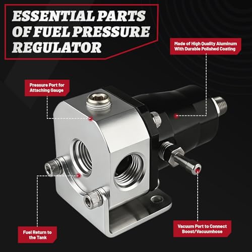 Adjustable EFI Fuel Pressure Regulator Kit with Bypass Return 0-90psi Pressure Gauge AN6-6AN Fuel Line Hose Fitting Connectors Kit