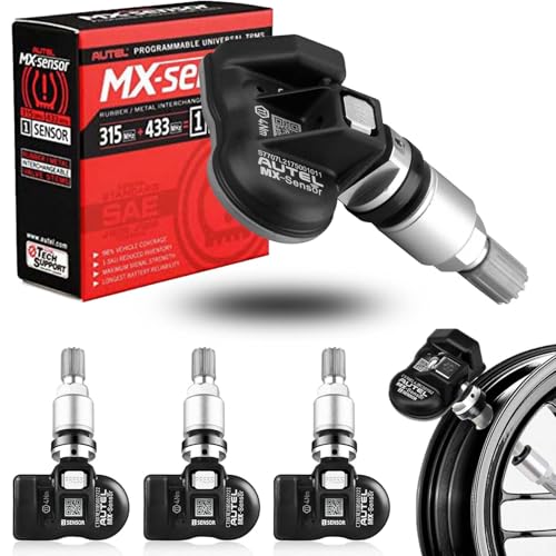 Autel TPMS Sensors MX Sensors 4pcs Universal Tire Sensor Dual Frequency 315MHz/433MHz Autel MX Sensor Metal Stem Programmable by TS508 TS408 TS508WF TS608 MS906TS ITS600 MS906PRO-TS - size: 4pcs TPMS Sensor
