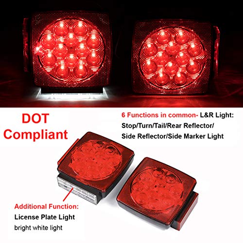 CZC AUTO 12V LED Submersible Left and Right Trailer Lights Stop Tail Turn Signal Lights for Under 80 Inch Boat Trailer Truck RV Marine-Replacement for Your Incandescent Bulb Units (Pack of 2) - size: 5" long x 1.5"width x 5"height (Pack of 2)