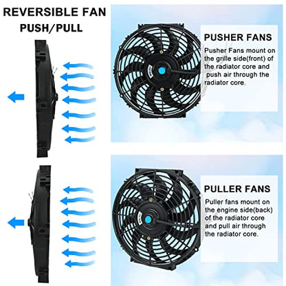 14 Inch Universal Slim Fan Push Pull Electric Radiator Cooling Fan - size: 14inch 90W