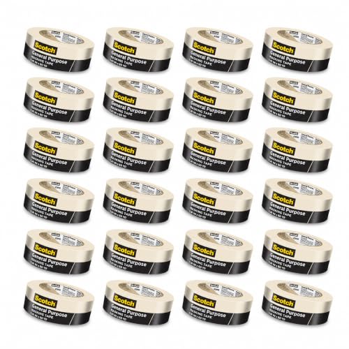 Scotch 3M General Purpose Masking Tape, Tan, 1.41 in x 60.1 yd, 24 Rolls - size: 1.41 inches x 60.1 yards, 24 Rolls