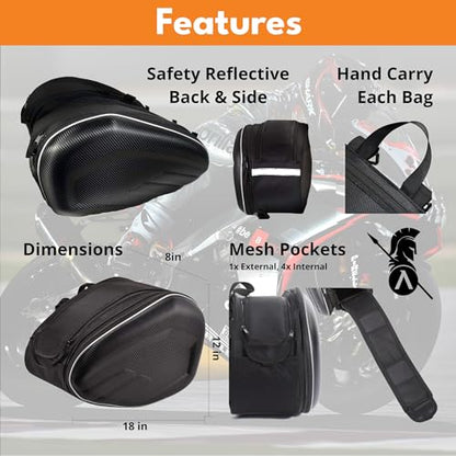 ENHANCED+ Motorcycle Saddlebags, 36L-58L Expandable Capacity, Motorcycle Panniers Universal, Waterproof, Detachable, Collapsible for Sport Dirt Bike Side Bags and Luggage