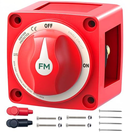 300A 12V 48V Battery Disconnect Switch Waterproof Battery ON Off Heavy Duty Shut Off Switch Ignition Protected Power Kill Switch for Boat Marine Car RV Truck - color: 300A ON/OFF Single Circuit