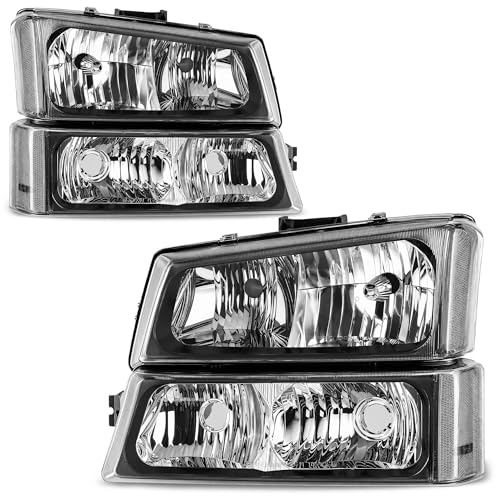 AUTOSAVER88 Headlight Compatible with Chevy Silverado 2003-2006 Black - color: Clear Lens Black Housing Clear Reflector