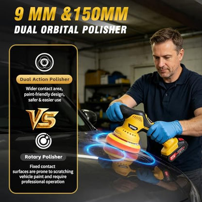 Cordless Car Buffer Polisher Kit (28pcs), 8-Speed & 2*21V Batteries