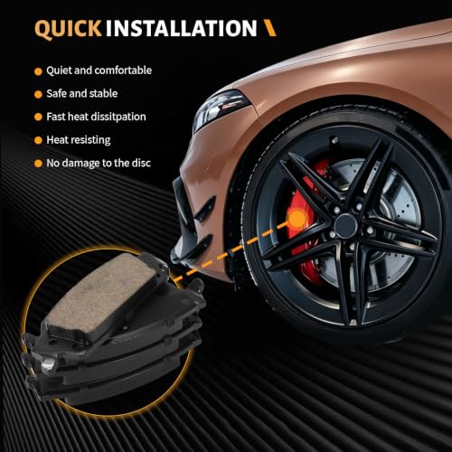 D1707 Rear Ceramic Brake Pads Kit Fit For Cadillac Escalade 2015-2020, For Chevrolet Silverado 1500 2014-2018, For Chevrolet Suburban/Tahoe 2015-2020, For GMC Sierra 1500 2014-2018 - size: HZ1707