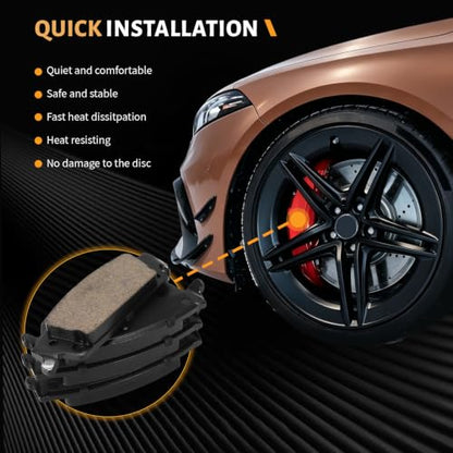 D1707 Rear Ceramic Brake Pads Kit Fit For Cadillac Escalade 2015-2020, For Chevrolet Silverado 1500 2014-2018, For Chevrolet Suburban/Tahoe 2015-2020, For GMC Sierra 1500 2014-2018 - size: HZ1707