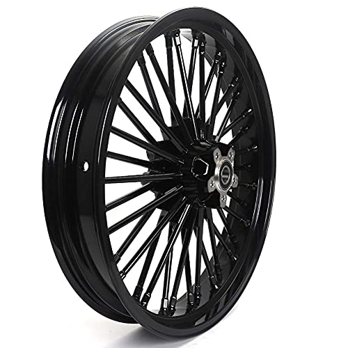 TOFR 21x3.5 16x3.5 Fat Spoke Black Wheels For Harley Softail Choppers 00-22 - color: Gloss Black, size: Front:21x3.5 Rear:16x3.5