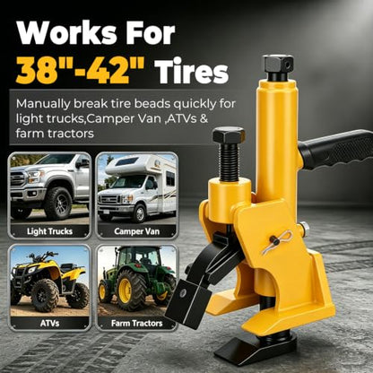 Manual Tire Bead Breaker with Handle Machine,38"-42" Tires Changer Tool with Rubber Pad for Aluminum Alloy Hubs, ATV Tire Operation, Tractors, Trucks, Cars, Heavy Duty Tires Car Repair