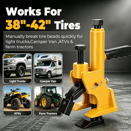 Manual Tire Bead Breaker with Handle Machine,38"-42" Tires Changer Tool with Rubber Pad for Aluminum Alloy Hubs, ATV Tire Operation, Tractors, Trucks, Cars, Heavy Duty Tires Car Repair