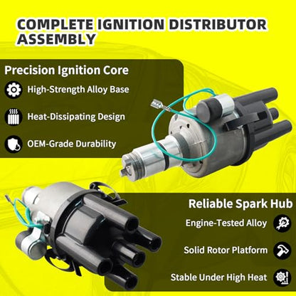 Ignition Distributor w/Cap & Rotor and 4 Iridium Spark Plugs with Wire Set Tune Up Kit 231178003 84-946 Compatible with Volkswagen Beetle Campmobile Fastback Karmann Ghia Rabbit Transporter - size: 84-946