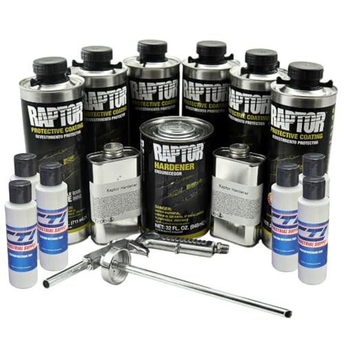 Raptor Truck Bed Liner Kit with Colored Bright White Tint and Spray Gun - 6 Liters - Protective Spray On Paint for Coating Trucks, Tailgates, Vehicle Undercoating - Tintable Bedliner Formula