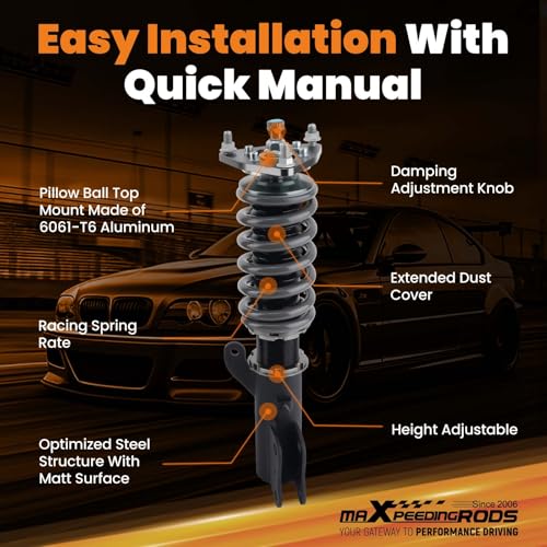 maXpeedingrods Coilover for Mitsubishi Lancer CX/CY 2008-2016, for Mitsubishi Outlander Sport (GA) 2011-2020,24 Levels Damper Adjustable Coilovers Suspension Kit, Height Adjustable Lowering Kit - size: Lancer 2008-2016
