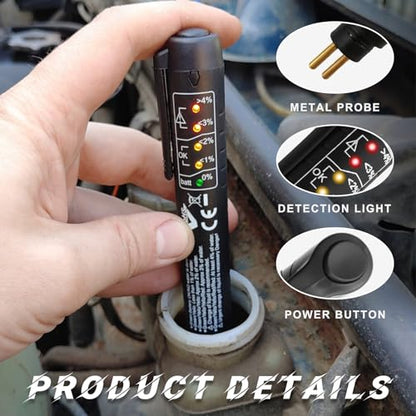 Brake Fluid Liquid Tester Pen, DOT 3 DOT 4 DOT 5.1 Brake Diagnostic Testing Pen Tool, Brake Fluid Liquid Oil Analyzer with 5 LED Indicators, Universal Car Accessories (1 PCS) - color: 1 PCS