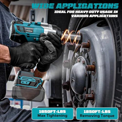 Cordless Impact Wrench 3/4 inch Compatible with Makita 18V Battery, Cerycose1850ft-lbs (2500N.m) Brushless Electric Impact Gun, High Torque Impact Driver, for Heavy-Duty Automotive & Industrial Tasks - size: 3/4inch, style: 3/4 inch compatible with Makita