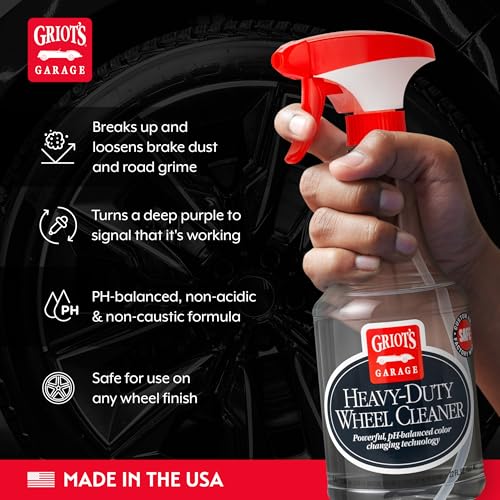 Griot's Garage Heavy-Duty Wheel Cleaner for All Wheel Finishes, Breaks Down and Removes Stubborn Brake Dust and Grime, PH Balanced, Non-Acidic, 10973, 22oz - size: 22 Fl Oz (Pack of 1)