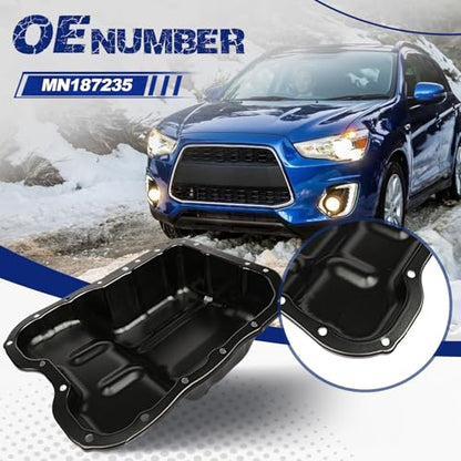 Transmission Oil Pan with Drain Plug, Fit for Mitsubishi Lancer 2008-2012 2.0L, Fit for Mitsubishi Outlander 2006-2012 2.0L, Fit for Mitsubishi ASX 2010-2015 2.0L, OE MN187235 - size: MN187235