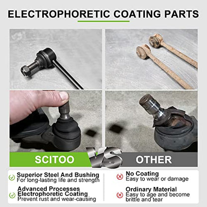 SCITOO 8pcs Suspension Kit Sway Bar Outer Inner Tie Rod Idler Pitman Arm 4 Grooves for Chevy Tahoe Silverado 1500 Suburban 1500 Avalanche 1500 for GMC Sierra 1500 Yukon for Cadillac Escalade