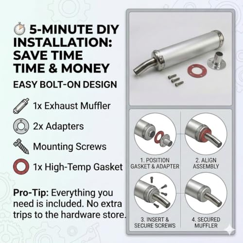 BADASS SHARKS 22mm 2-Stroke Exhaust Muffler For 50cc-150cc Dirt Bike - color: Metallic silver